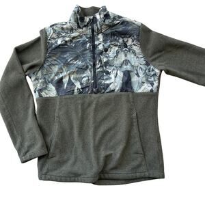 The North Face Fleece Green 1/2 zip pullover sweater women size small Camo